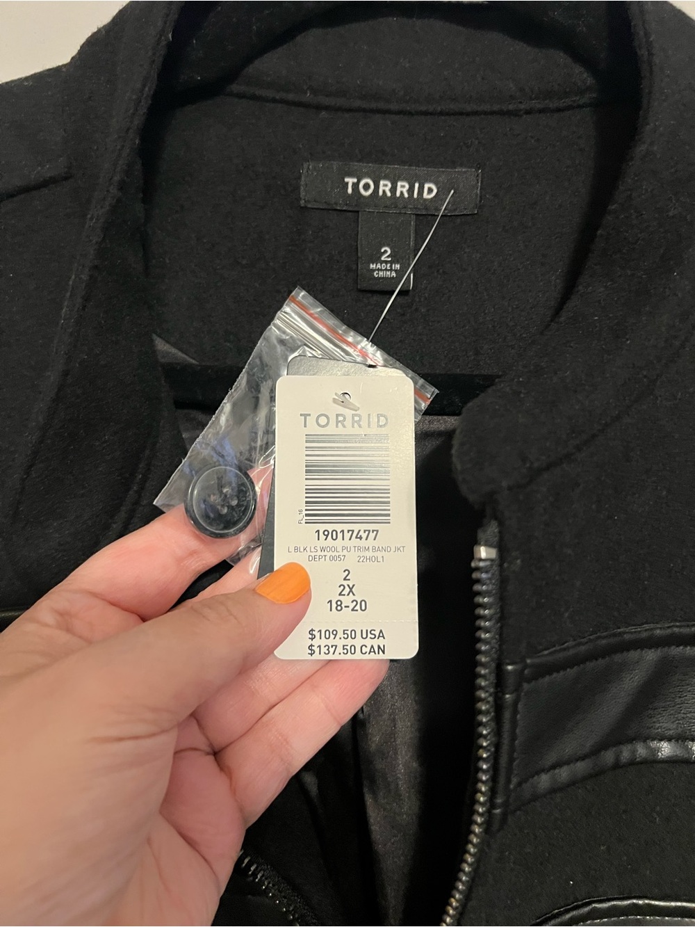 torrid Black Military-Inspired Jacket with Faux Leather Trim | Women’s 2X - Picture 3 of 4